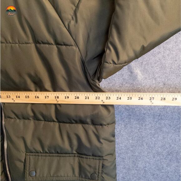 Dip Quilted Puffer Jacket Olive Green Trench Full-Zip Hooded Gorpcore Women's XL - Picture 6 of 12